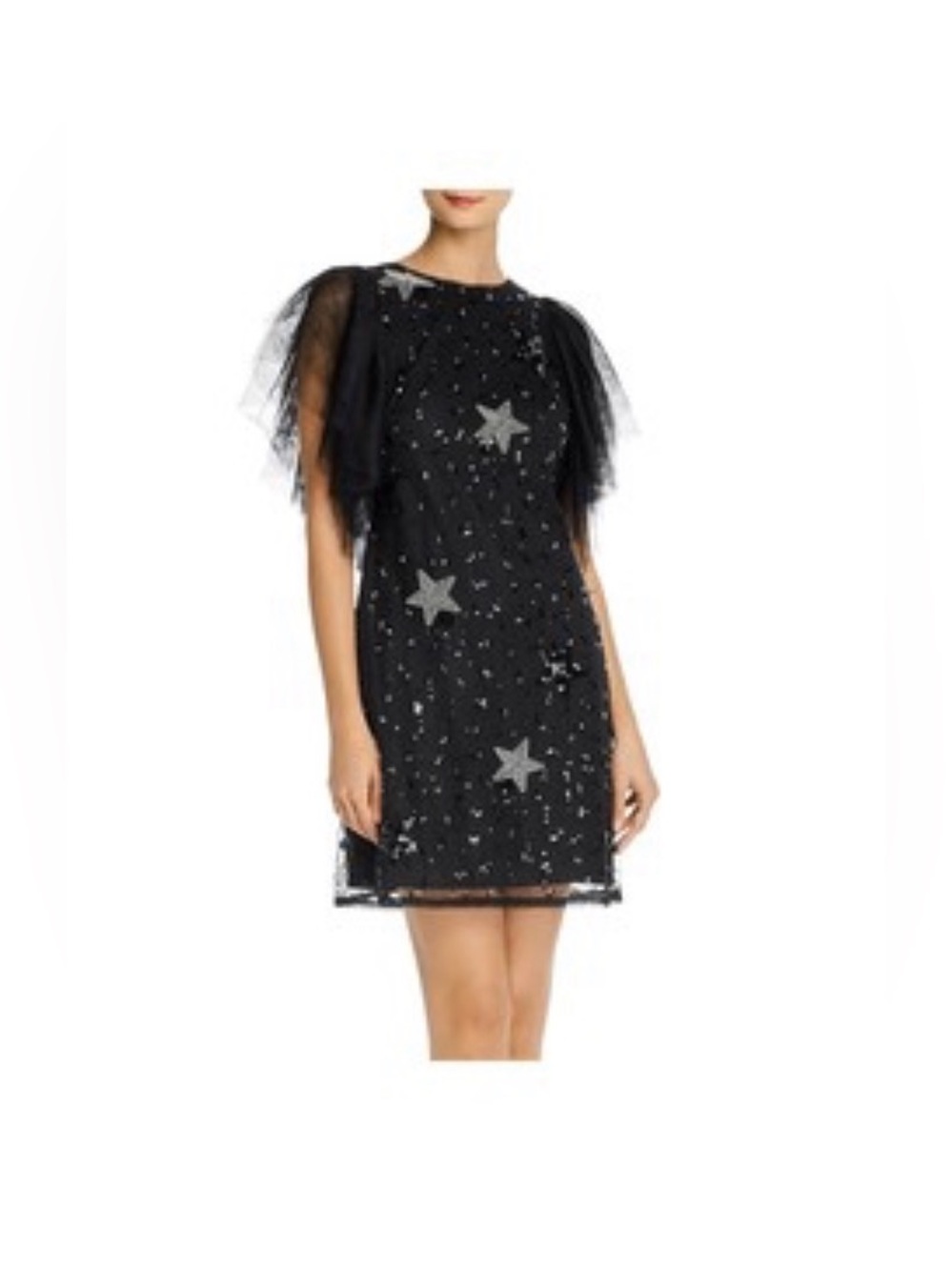 NWT Embellished Black Star Tulle Sleeve Dress